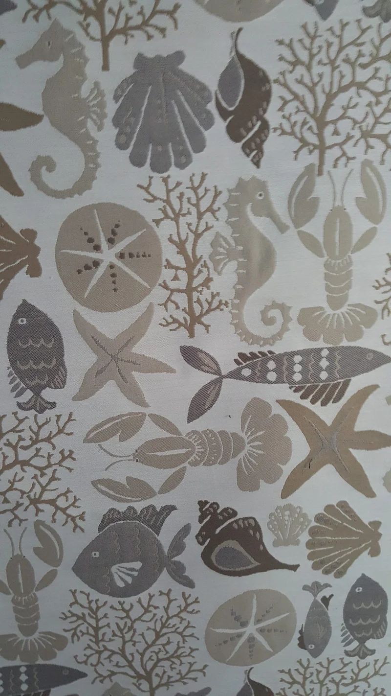 Gray coastal motif fabric swatch