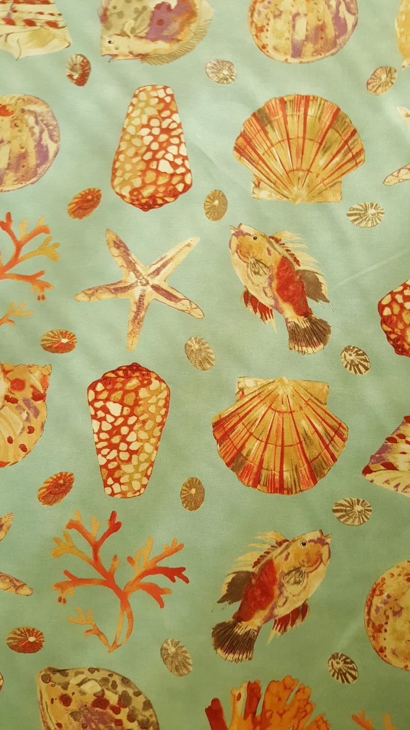 Colorful coral and fish fabric swatch